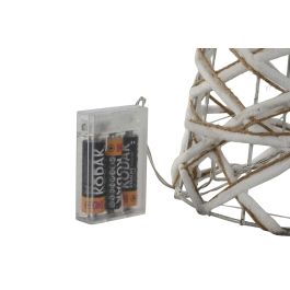 DKD Home Decor Cono de Navidad LED Alpina de Ratán Natural Blanco, Set de 3 (2 Unidades), 80 cm Alto, Funciona a Pilas