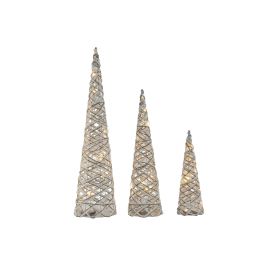 DKD Home Decor Cono de Navidad LED Alpina de Ratán Natural Blanco, Set de 3 (2 Unidades), 80 cm Alto, Funciona a Pilas Precio: 88.58999996. SKU: B15R9J5X5C