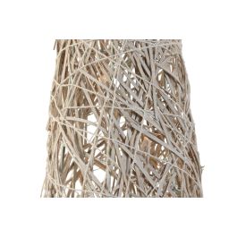 DKD Home Decor Cono Navidad Alpina Ratan LED Crema 80 cm Set de 3 (2 Unidades) con 9 Pilas AA