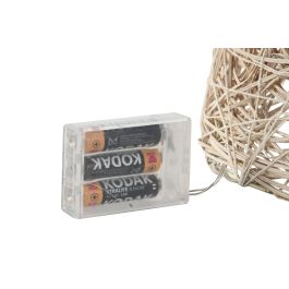 DKD Home Decor Cono Navidad Alpina Ratan LED Crema 80 cm Set de 3 (2 Unidades) con 9 Pilas AA