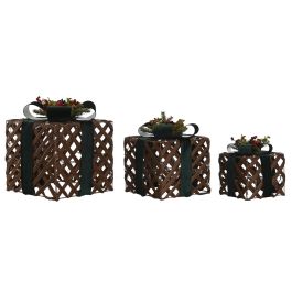 Regalo Navidad Tradicional DKD Home Decor Natural Verde 26 x 30 x 26 cm Set de 3 (2 Unidades)