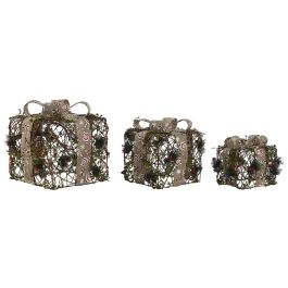 Regalo Navidad Tradicional DKD Home Decor Verde Beige 26 x 30 x 26 cm Set de 3 (2 Unidades)