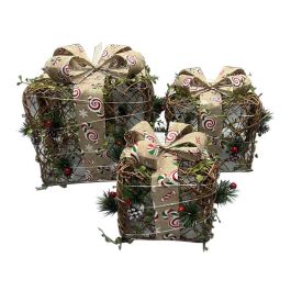 Regalo Navidad Tradicional DKD Home Decor Verde Beige 26 x 30 x 26 cm Set de 3 (2 Unidades)