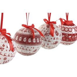 Bola Decoracion Navidad Tradicional DKD Home Decor Rojo Blanco 21.5 x 15.5 x 25 cm Set de 14 (2 Unidades)