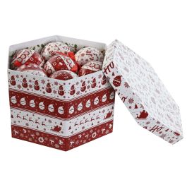 Bola Decoracion Navidad Tradicional DKD Home Decor Rojo Blanco 21.5 x 15.5 x 25 cm Set de 14 (2 Unidades)