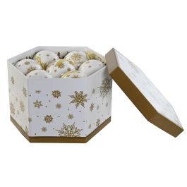 Bola Decoracion Navidad Moderna DKD Home Decor Dorado Blanco 21.5 x 15.5 x 25 cm Set de 14 (2 Unidades)