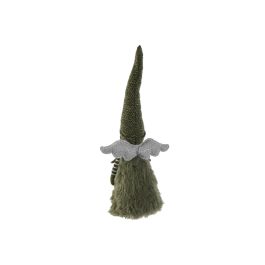 DKD Home Decor Figura de Navidad Ángel LED Poliéster Verde Plateado 55 cm Alto 15 cm Largo 24 cm Ancho - Pack 2 Unidades