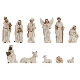 DKD Home Decor Nacimiento Navidad Tradicional de Resina Blanco Dorado, Set de 11 Piezas, 4x12.5x7 cm (2 Unidades)
