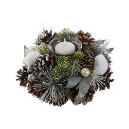 Portavela Navidad Alpina DKD Home Decor Verde Natural 19 x 9 x 19 cm (2 Unidades)