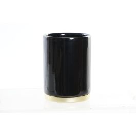 Vaso Glam DKD Home Decor Negro Dorado 8 x 10 x 8 cm (2 Unidades)