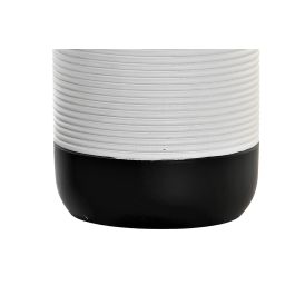 Vaso Basicos DKD Home Decor Blanco Negro 8 x 10.5 x 8 cm (2 Unidades)