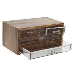 Organizador Basicos DKD Home Decor Natural Transparente 15.4 x 12 x 23.5 cm (2 Unidades)