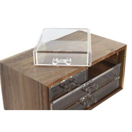 Organizador Basicos DKD Home Decor Natural Transparente 15.4 x 12 x 23.5 cm (2 Unidades)