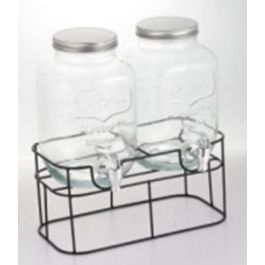 Dispensador Bebidas Vintage DKD Home Decor Transparente Negro 22 x 35 x 33 cm (2 Unidades)