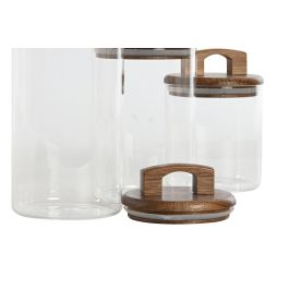 Bote Basicos DKD Home Decor Transparente Marron 10 x 20 x 10 cm Set de 3