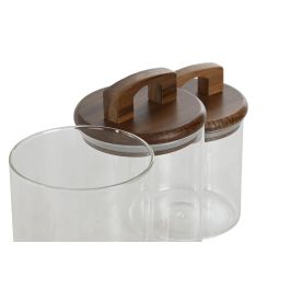 Bote Basicos DKD Home Decor Transparente Marron 10 x 20 x 10 cm Set de 3