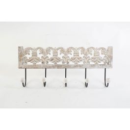 Perchero Pared Indio DKD Home Decor Blanco Rozado 7 x 19 x 44 cm (2 Unidades)