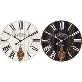 Reloj Pared Tradicional DKD Home Decor Blanco Negro 8 x 58 x 58 cm (2 Unidades)