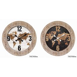 Reloj Pared Vintage DKD Home Decor Blanco Negro 6.5 x 77 x 77 cm (2 Unidades)