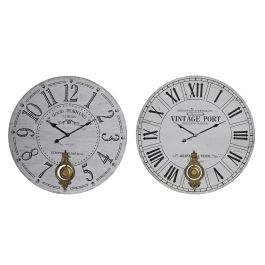 Reloj Pared Vintage DKD Home Decor Blanco Negro 8 x 58 x 58 cm (2 Unidades)