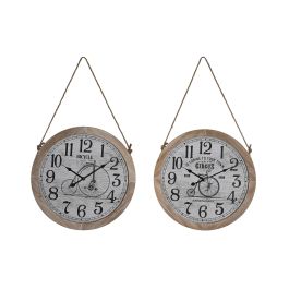 Reloj Pared Vintage DKD Home Decor Blanco Natural 4.5 x 50 x 50 cm (2 Unidades)