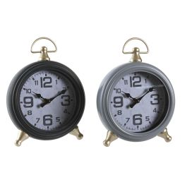 Reloj Sobremesa Tradicional DKD Home Decor Gris Negro 10 x 21 x 16 cm (2 Unidades)