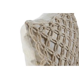 Cojin Boho DKD Home Decor Blanco Roto Dorado 45 x 45 cm (2 Unidades)