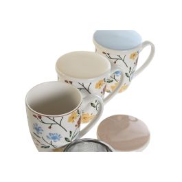 Mug Infusiones Shabby DKD Home Decor Azul Blanco 9 x 11 x 12 cm (3 Unidades)