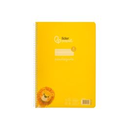 Cuaderno Espiral Liderpapel Din A4 Pautaguia Tapa Plastico 80H 90 gr Cuadro Pautado 3 mm Con Margen Color Amarillo 4 unidades