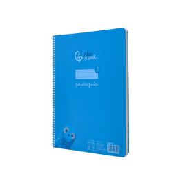 Cuaderno Espiral Liderpapel Din A4 Pautaguia Tapa Plastico 80H 90 gr Cuadro Pautado 3 mm Con Margen Color Azul 4 unidades