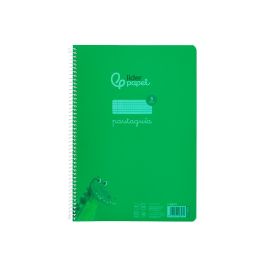 Cuaderno Espiral Liderpapel Din A4 Pautaguia Tapa Plastico 80H 90 gr Cuadro Pautado 3 mm Con Margen Color Verde 4 unidades