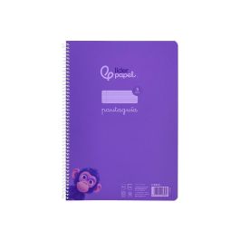 Cuaderno Espiral Liderpapel Din A4 Pautaguia Tapa Plastico 80H 90 gr Cuadro Pautado 3 mm Con Margen Color Lila 4 unidades