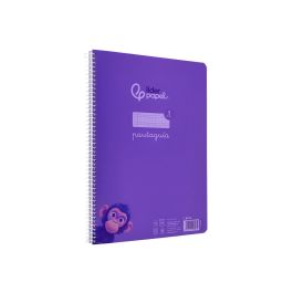 Cuaderno Espiral Liderpapel Din A4 Pautaguia Tapa Plastico 80H 90 gr Cuadro Pautado 3 mm Con Margen Color Lila 4 unidades