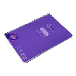 Cuaderno Espiral Liderpapel Din A4 Pautaguia Tapa Plastico 80H 90 gr Cuadro Pautado 3 mm Con Margen Color Lila 4 unidades