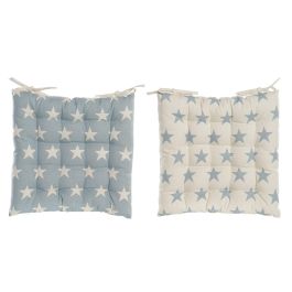 Cojin Silla Scandi DKD Home Decor Blanco Azul 6 x 40 x 40 cm (4 Unidades)