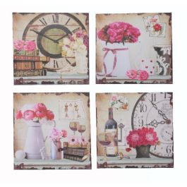 Cuadro Romantico DKD Home Decor Beige Rosa 1.8 x 40 x 40 cm (4 Unidades) Precio: 15.1250007139. SKU: B1B3EK8WKL