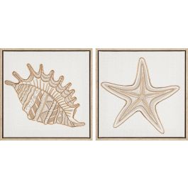 Cuadro Mediterraneo DKD Home Decor Beige Marron 3.5 x 30 x 30 cm (4 Unidades) Precio: 50.49999977. SKU: B1E7LRWBS7