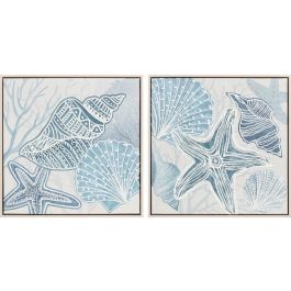 Cuadro Atlantico DKD Home Decor Azul Blanco 3 x 40 x 40 cm (4 Unidades) Precio: 49.50000011. SKU: B13V88SG3C