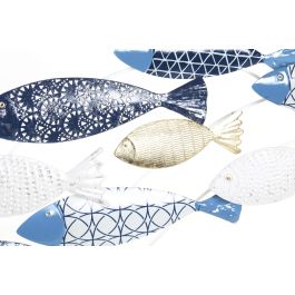 DKD Home Decor Decoracion Pared Mediterraneo Azul Dorado 127.6 x 43 x 6.5 cm (4 Unidades)