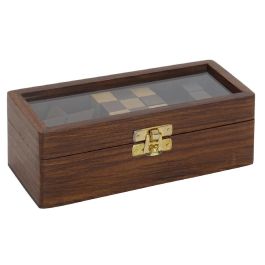 Juego Colonial DKD Home Decor Marron Oscuro Dorado 7 x 6 x 17 cm Set de 4 (4 Unidades)