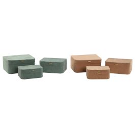 Caja Glam DKD Home Decor Verde Marron Claro 17 x 10 x 23 cm Set de 3 (4 Unidades)