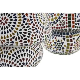 DKD Home Decor Lámpara Sobremesa Árabe Mosaico de Cristal, Multicolor y Blanco, E14 25W, 19x19x22 cm (4 Unidades)
