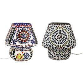 DKD Home Decor Lámpara Sobremesa Árabe Mosaico de Cristal, Multicolor y Blanco, E14 25W, 19x19x22 cm (4 Unidades) Precio: 117.49999998. SKU: B19VFMXXQ9