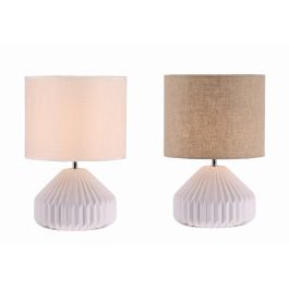 DKD Home Decor Lámpara de Sobremesa Urban Blanca 30x30x46 cm. Fabricada en Cerámica y Lino. 1 Bombilla E27 LED. Pack de 4 Unidades Precio: 140.68999967. SKU: B1H3GDLJAT