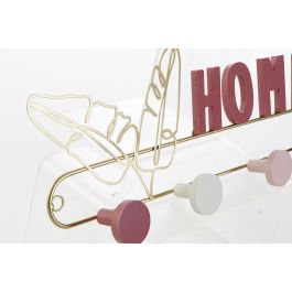 Perchero Pared Moderno DKD Home Decor Rosa 5 x 17 x 46 cm (4 Unidades)