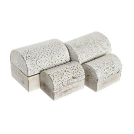 Joyero Arabe DKD Home Decor Dorado Blanco 10 x 6.5 x 15.5 cm Set de 2 (4 Unidades)