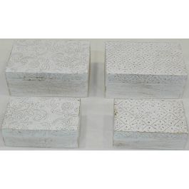 Joyero Arabe DKD Home Decor Dorado Blanco 10 x 6.5 x 15.5 cm Set de 2 (4 Unidades)