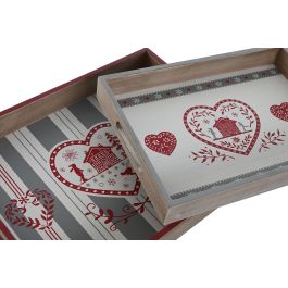 Bandeja Alpino DKD Home Decor Rojo Gris 30 x 5 x 40 cm Set de 2 (4 Unidades)