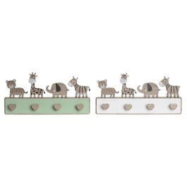 Perchero Kids DKD Home Decor Blanco Verde 19.5 x 4.5 x 40 cm (4 Unidades)