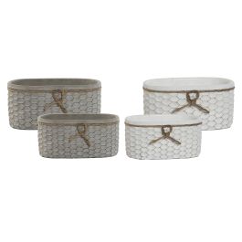 Macetero Shabby DKD Home Decor Blanco Gris 13 x 11 x 23 cm Set de 2 (4 Unidades)